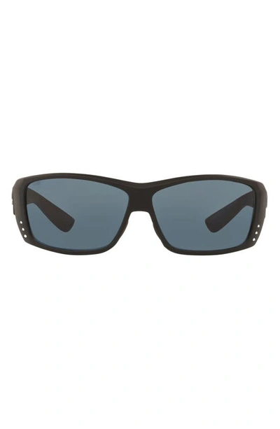 Costa Del Mar 61mm Polarized Rectangle Sunglasses In Dark Grey Black