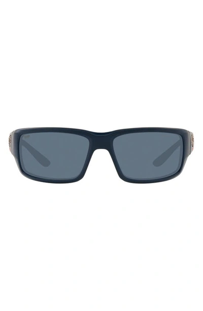 Costa Del Mar 59mm Polarized Rectangular Sunglasses In Black