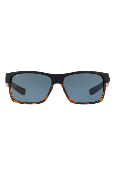 Costa Del Mar 60mm Polarized Rectangle Sunglasses In Black Grey