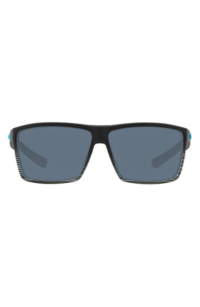 Costa Del Mar 63mm Polarized Oversize Rectangular Sunglasses In Lite Grey