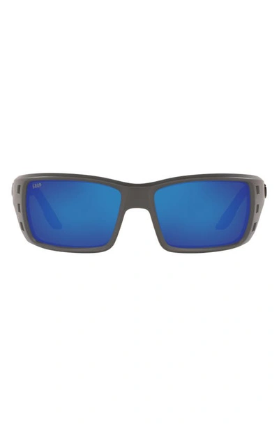Costa Del Mar 63mm Oversize Polarized Rectangular Sunglasses In Grey Flash