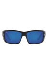 Costa Del Mar 63mm Oversize Polarized Rectangular Sunglasses In Black Flow