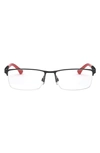 Emporio Armani 53mm Half Rim Optical Glasses In Black Red