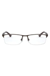 Emporio Armani 53mm Half Rim Optical Glasses In Brown