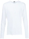 Atm Anthony Thomas Melillo Slub Jersey Destroyed Wash Henley In White