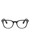 Ray Ban Kids' 48mm Round Optical Glasses In Shiny Black