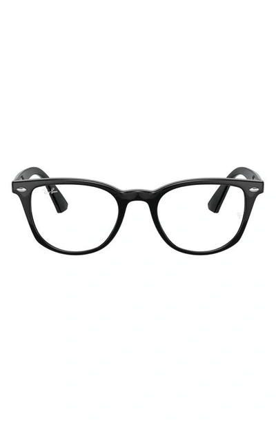 Ray Ban Kids' 48mm Round Optical Glasses In Shiny Black