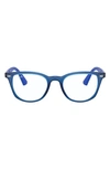 Ray Ban Kids' 48mm Round Optical Glasses In Blue