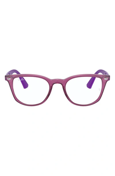 Ray Ban Kids' 48mm Round Optical Glasses In Transparent Pink