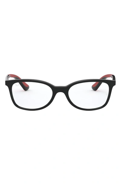 Ray Ban Kids' 49mm Rectangular Optical Glasses In Black Grey Mirror