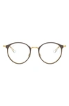 Ray Ban Kids' 48mm Round Optical Glasses In Gold Brown