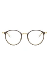 Ray Ban Ray-ban Kids' 48mm Round Optical Glasses In Gold Brown
