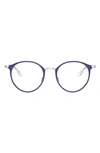 Ray Ban Kids' 48mm Round Optical Glasses In Silver/ Purple