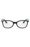 Ray Ban Kids' 49mm Rectangular Optical Glasses In Transparent Green