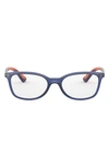 Ray Ban Kids' 49mm Rectangular Optical Glasses In Transparent Blue