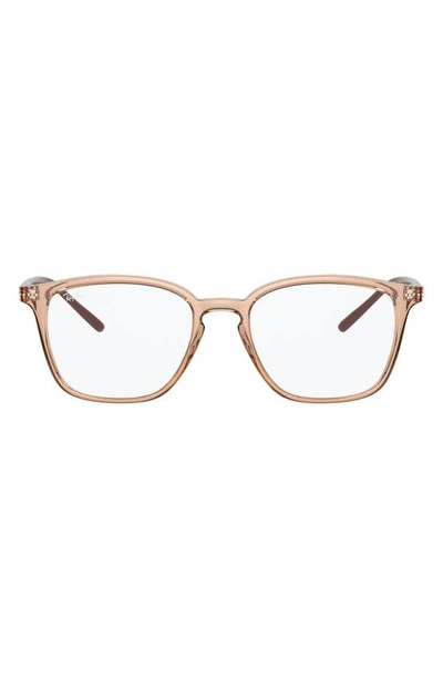 Ray Ban Unisex 52mm Square Optical Glasses In Brown