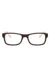 Ray Ban Unisex 52mm Rectangular Optical Glasses In Opal Pink