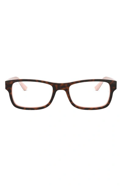 Ray Ban Unisex 52mm Rectangular Optical Glasses In Opal Pink