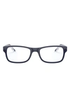 Ray Ban Unisex 52mm Rectangular Optical Glasses In Transparent/ Blue