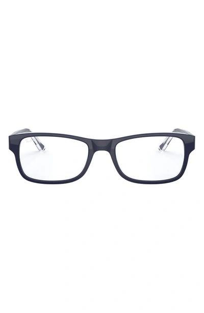 Ray Ban Unisex 52mm Rectangular Optical Glasses In Transparent/ Blue