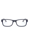 Ray Ban Unisex 52mm Rectangular Optical Glasses In Blue Grey