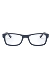 Ray Ban Unisex 52mm Rectangular Optical Glasses In Blue