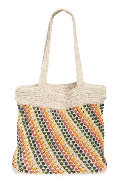 Madewell Beaded Crochet Tote Bag In Rainbow Multi