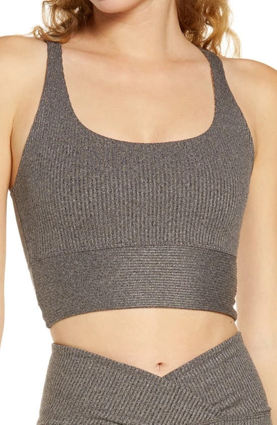 Year Of Ours 2.0 Ribbed Sports Bra In Heather Grey