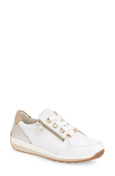 Ara Ollie Lace-up Sneaker In White Daytona/ Silver Metallic