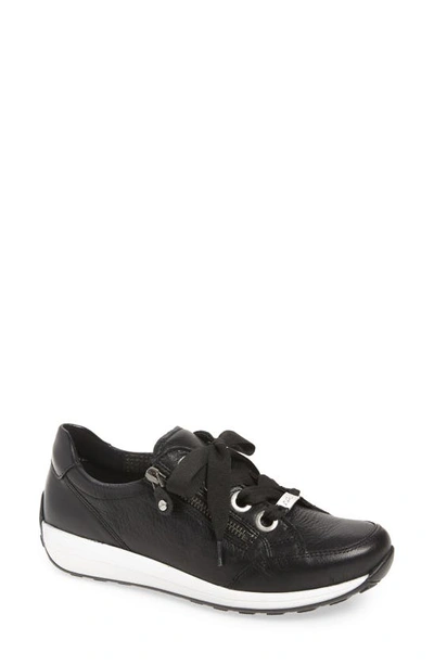 Ara Ollie Lace-up Sneaker In Black Gaucho Soft