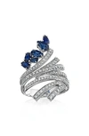 Hueb Mirage 18k White Gold Blue Sapphire And Diamond Ring In White Gold