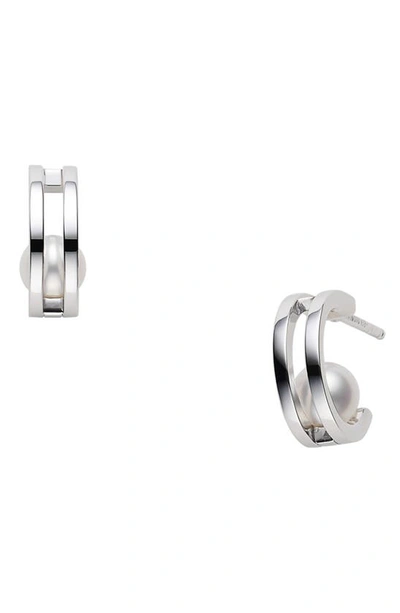 Mikimoto Classic Cultured Pearl Hoop Earrings In White Gold