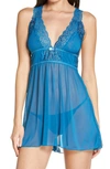 Oh La La Cheri Nora Babydoll Chemise In Mykonos Blue