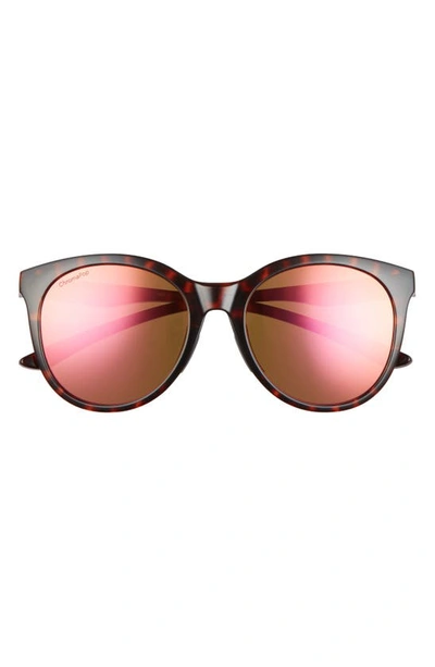 Smith Bayside 55mm Polarized Mirrored Round Sunglasses In Tortoise/ Rose Gold Mirror