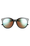 Smith Bayside 55mm Polarized Mirrored Round Sunglasses In Black/ Chromapop Opal
