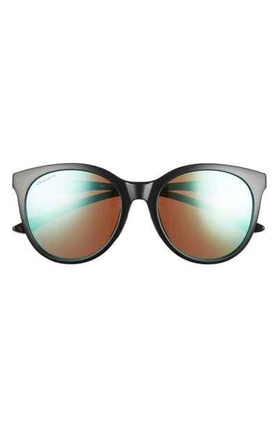 Smith Bayside 55mm Polarized Mirrored Round Sunglasses In Black/ Chromapop Opal