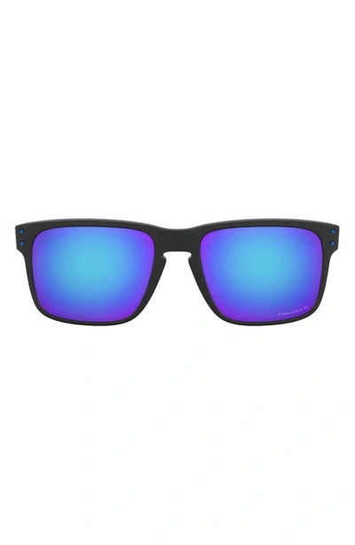 Oakley 56mm Mirrored Prizm™ Polarized Keyhole Sunglasses In Rubber Black