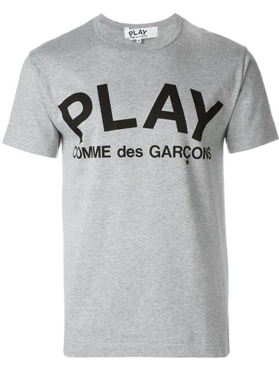 Comme Des Garçons Play Play Printed Logo T-shirt In Grey
