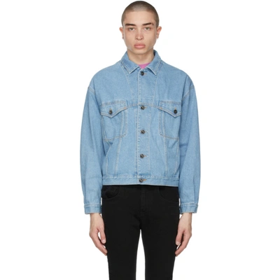 Opening Ceremony Warped-logo Drop-shoulder Denim Jacket In Blue