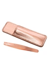 Tweezerman Rose Gold Mini Slant Tweezer With Case In Rose Gold