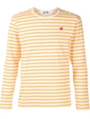 Comme Des Garçons Play Heart Logo Striped T-shirt In Yellow