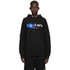 Palm Angels Black & Blue Sprayed Logo 'new York' Hoodie In Black Blue