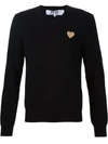 Comme Des Garçons Play Embroidered Heart Jumper In Black