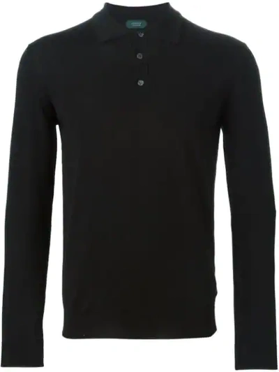 Zanone Long Sleeve Polo Shirt In Black