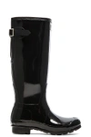 Hunter Original Back Adjustable Gloss Rain Boot In Black
