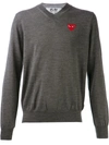 Comme Des Garçons Play Embroidered Heart Jumper In Grey