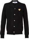 Comme Des Garçons Play Heart Embroidered Slim Fit Cardigan-black