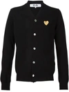 Comme Des Garçons Play Heart-shaped Patch Knitted Cardigan In Black