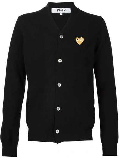 Comme Des Garçons Play Heart Embroidered Slim Fit Cardigan-black
