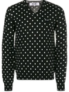 Comme Des Garçons Play Embroidered Heart Polka Dot Jumper In Black